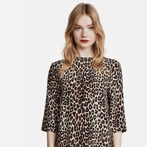 Equipment - Brown Leopard "Aubrey" 100% Silk 3/4 Sleeve Dress, Size M